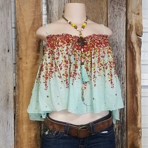 FREE PEOPLE FLOWY FLORAL DESIGN TOP!